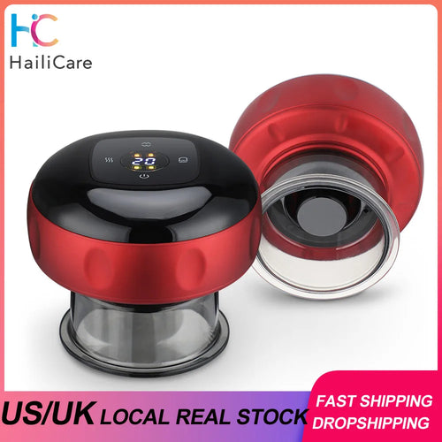 6 /12 Gear Intelligent Vacuum Cupping Massage Device Electric Heating Scraping Suction Cups Physical Fatigue Relieve Guasha Cans